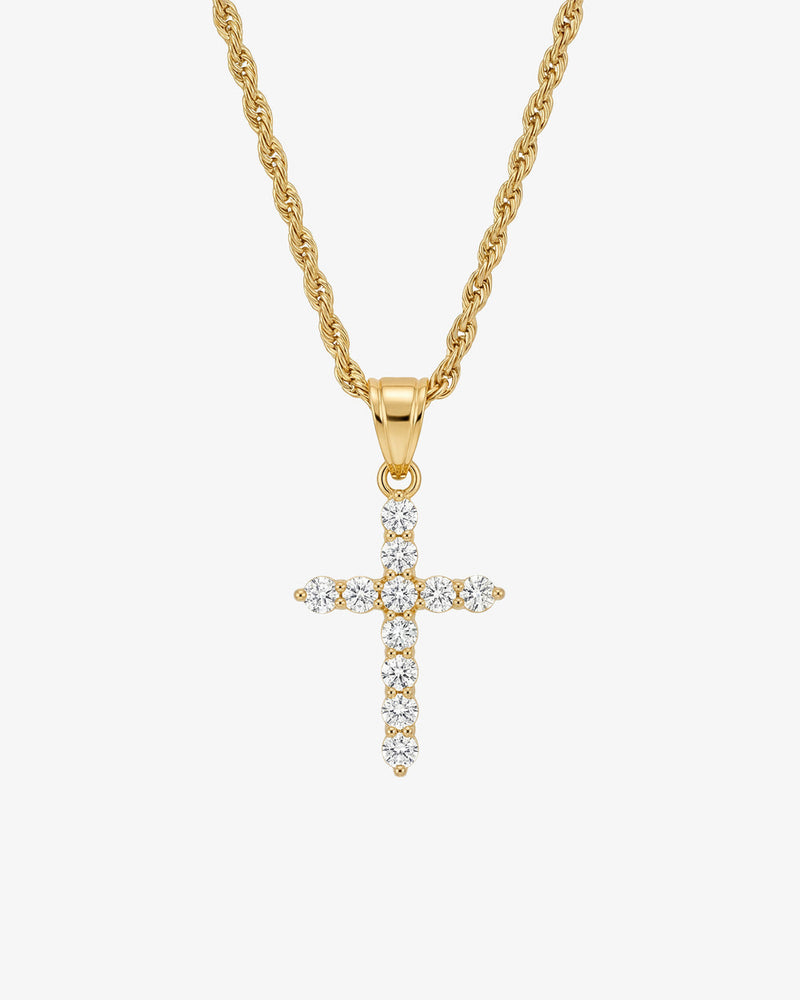ICY CROSS GOLD NECKLACE