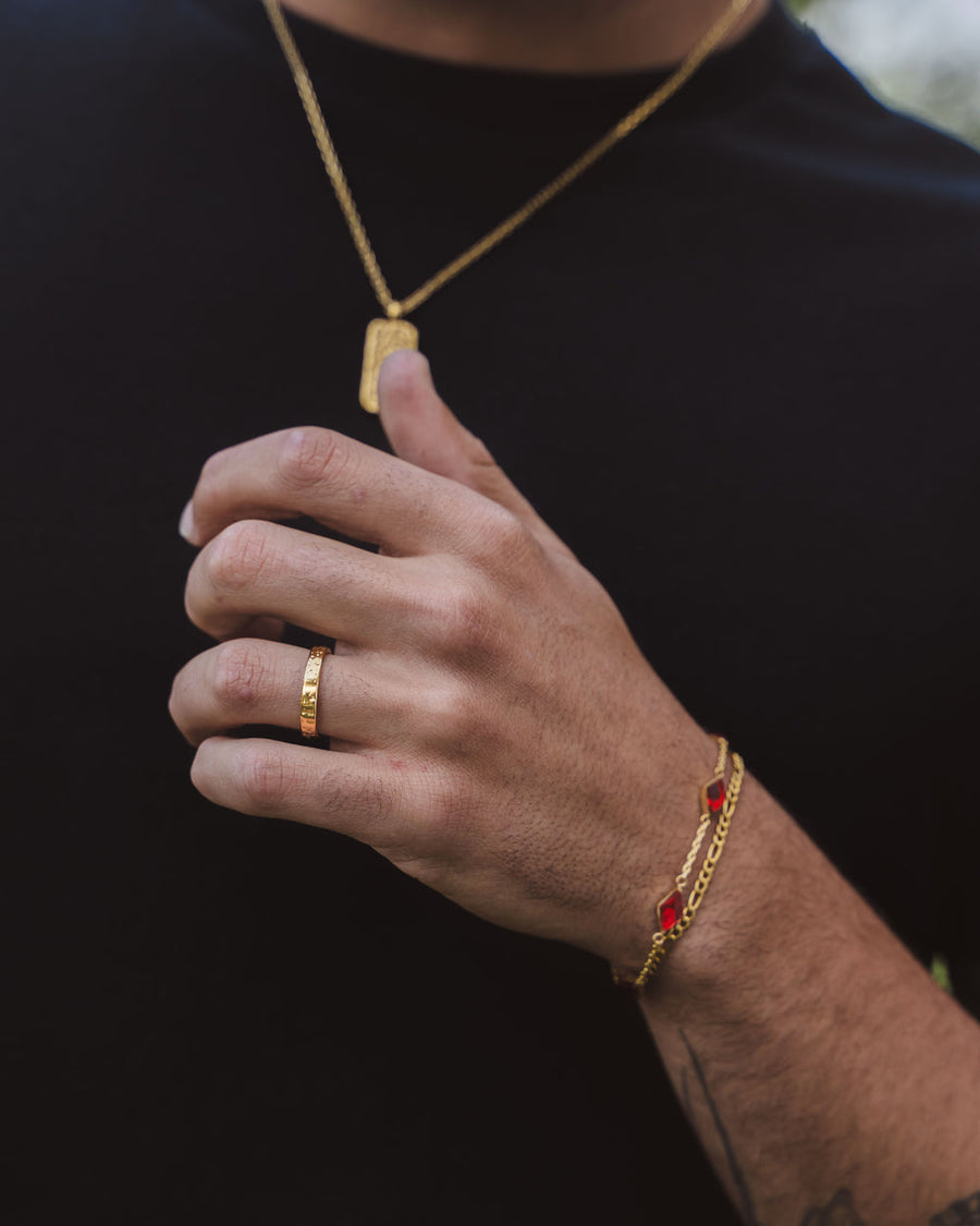 HAMMERED GOLD RING - 4MM