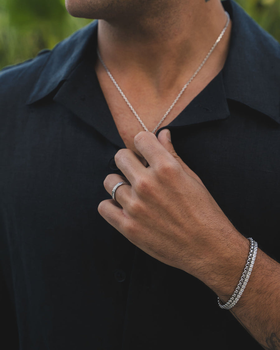 HAMMERED SILVER RING - 4MM