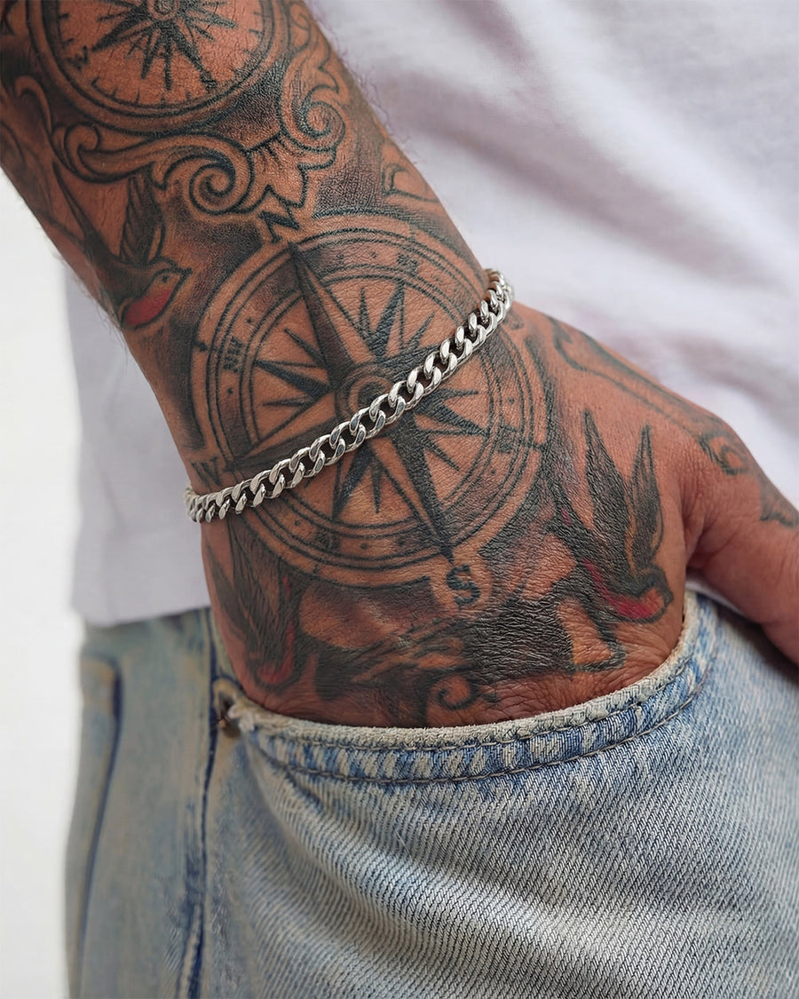 CUBAN SILVER BRACELET - 5MM