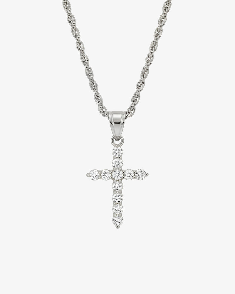 ICY CROSS SILVER NECKLACE
