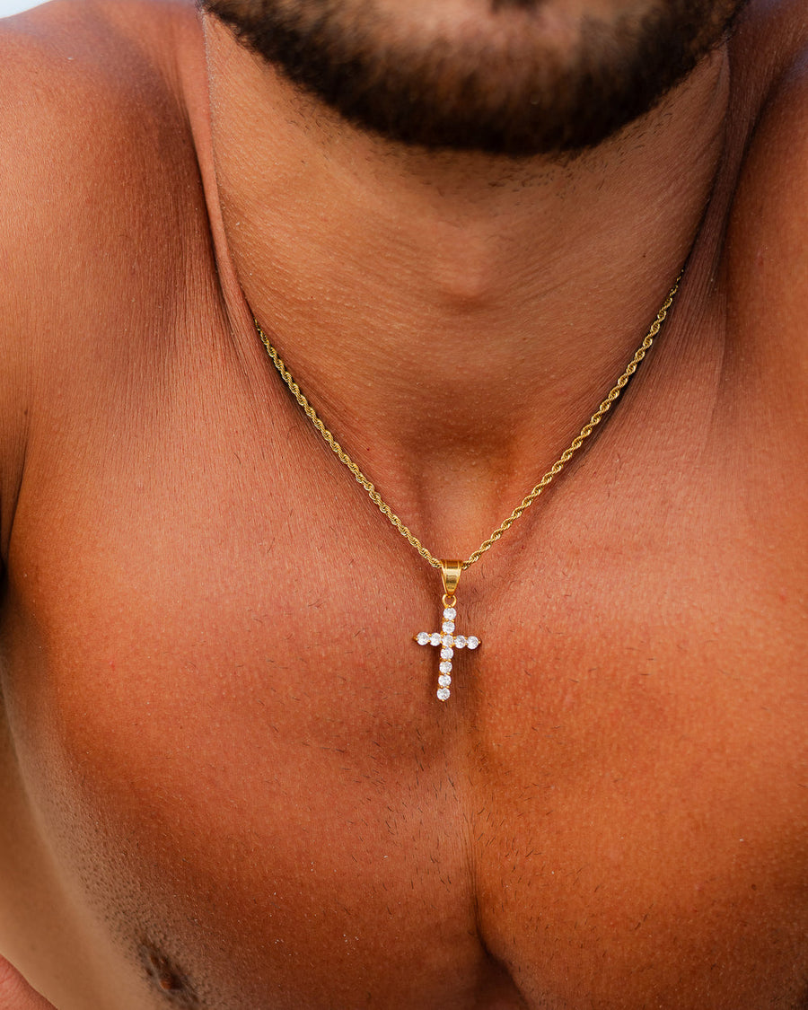 ICY CROSS GOLD NECKLACE