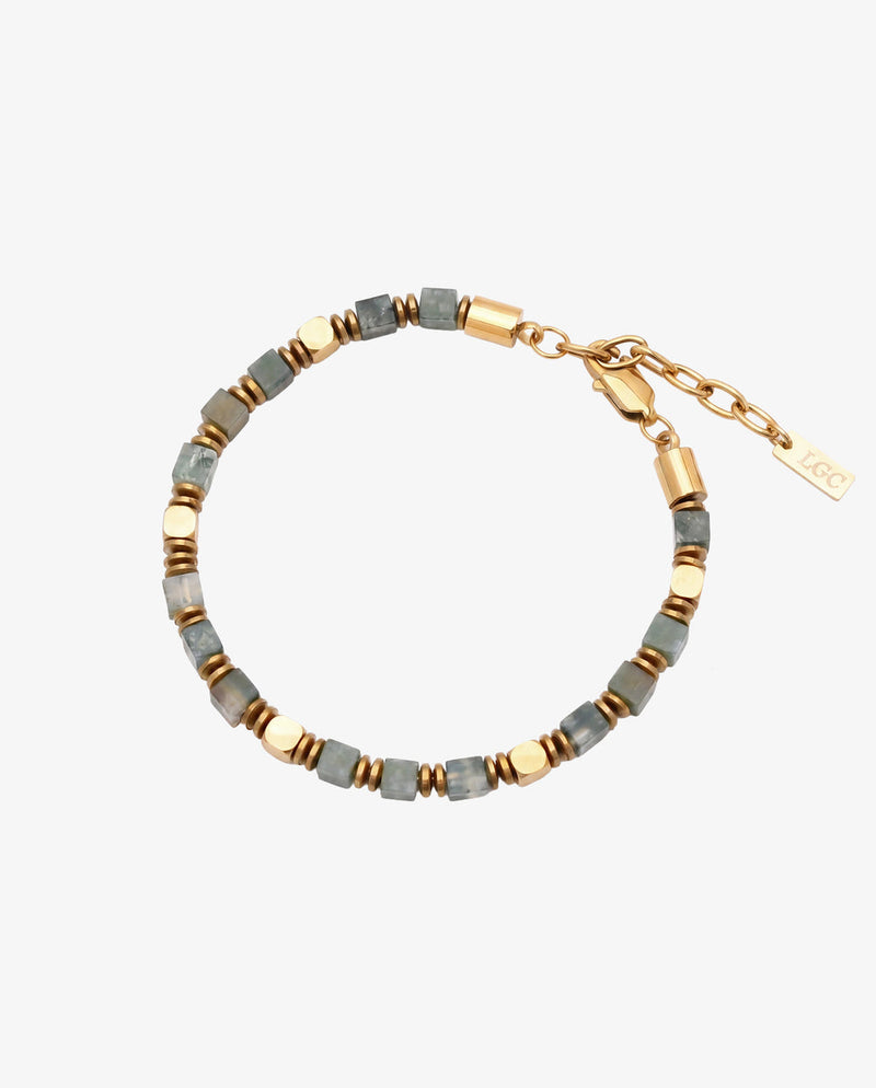STONE BRACELET - MOSS AGATE & HEMATITE